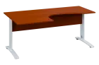 CEK 17 - 187 stůl kancelářský, rohový, levý, kovová podnož bílá, deska 18 mm, široký 1800 mm, třešeň